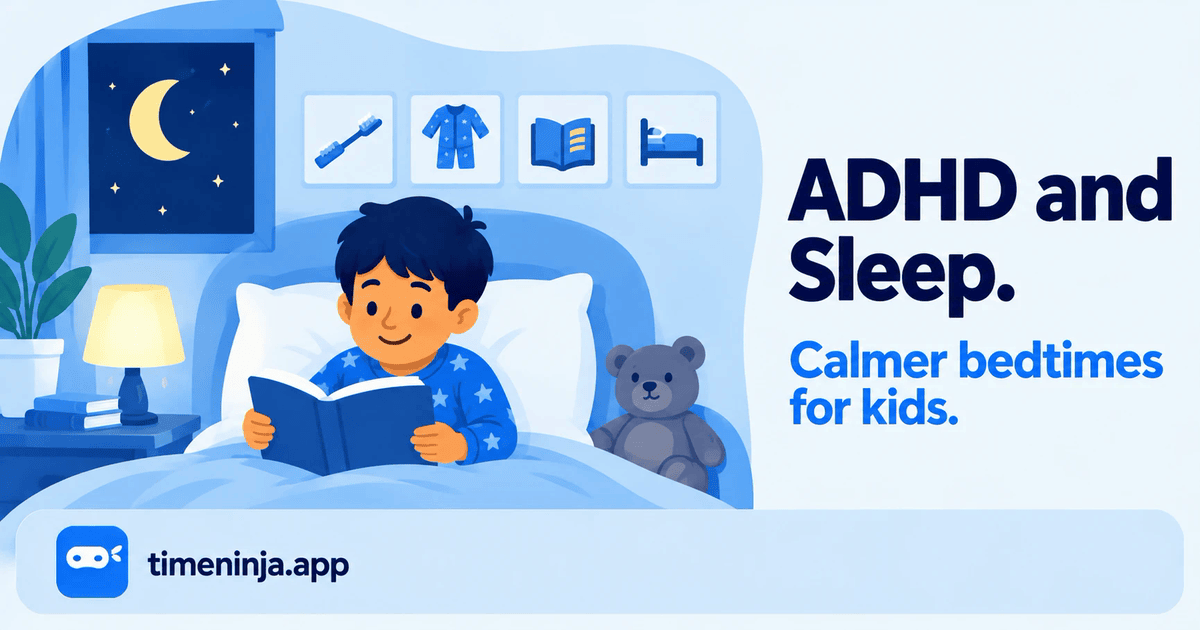 A boy reads in bed under a night light, with picture cards for toothbrush, pajamas, book and bed on the wall