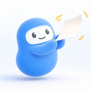 The TimeNinja mascot catching a floating paper note