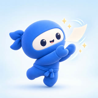 The TimeNinja mascot catching a floating paper note