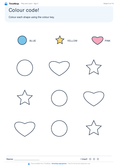 Color code!: printable worksheet from the Play and Learn Activity Pack