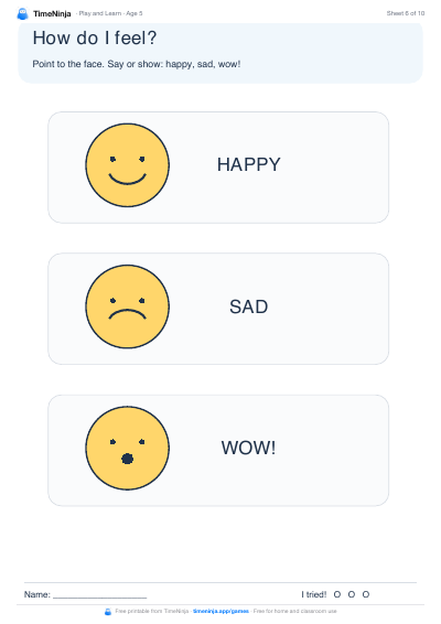 How do I feel?: printable worksheet from the Play and Learn Activity Pack