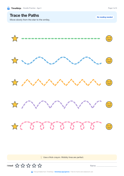 Trace the Paths: printable worksheet from the Doodle Practice