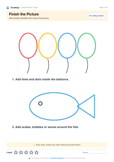 Finish the Picture: printable worksheet from the Doodle Practice