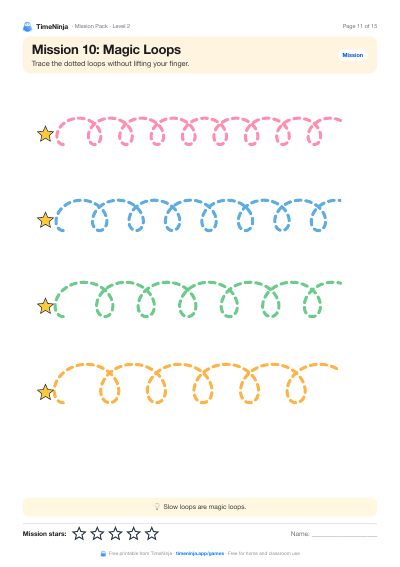 Magic Loops: printable worksheet from the Mission Pack · Level 2