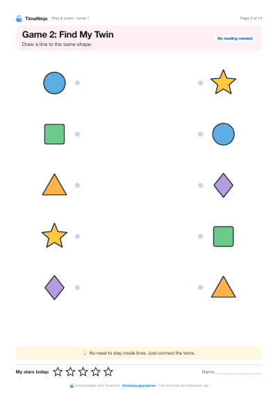 Find My Twin: printable worksheet from the Play & Learn Practice Pack · Level 1