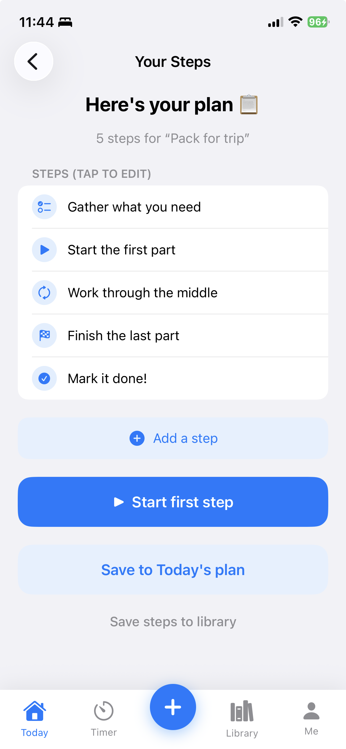 TimeNinja backward plan timeline showing each step scheduled from the deadline